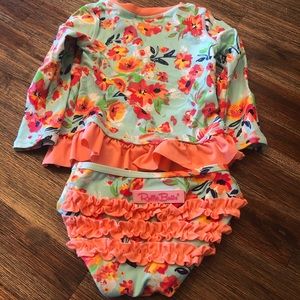 Ruffle butts long sleeve rash guard swim suit